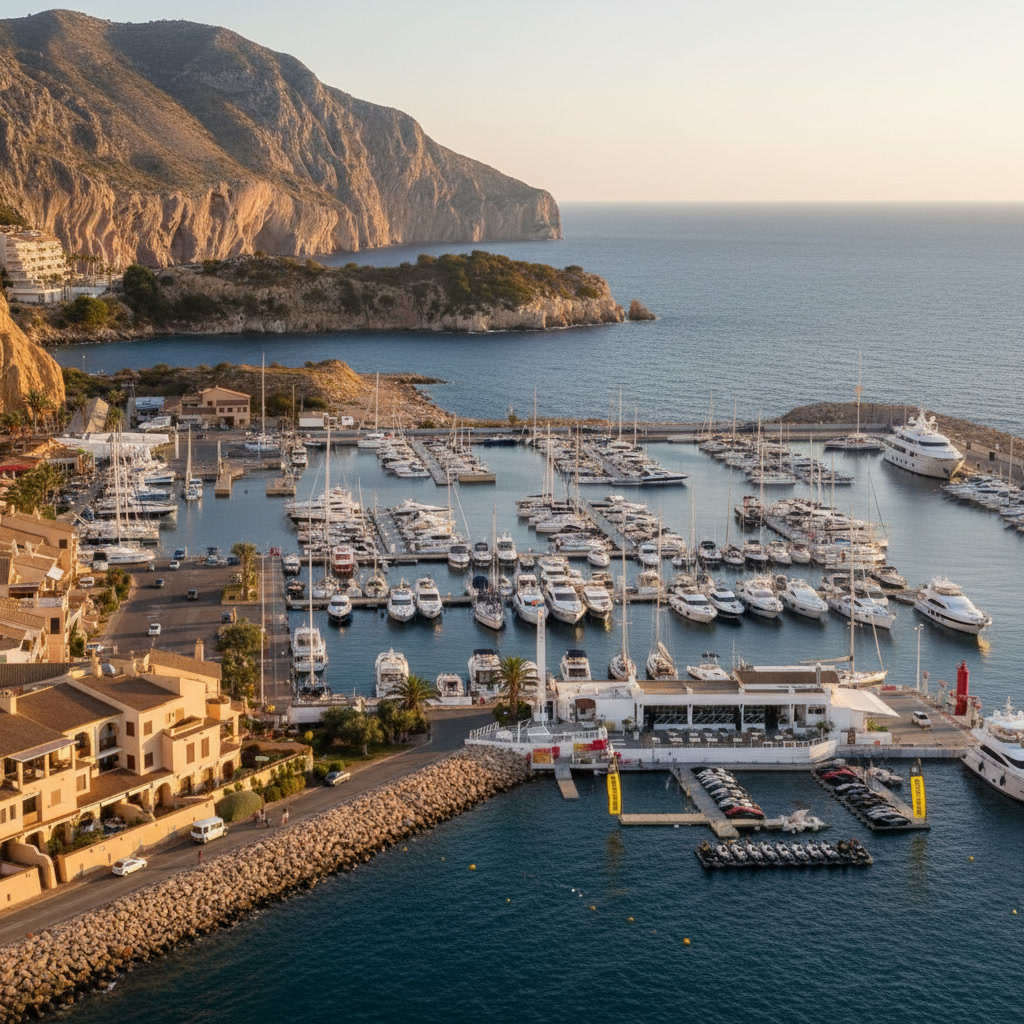 Jachthaven van Campomanes bij Altea in avondlicht