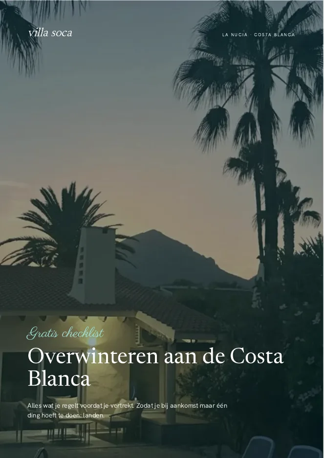 Voorkant van de checklist overwinteren aan de Costa Blanca